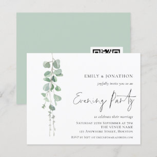 Budget Eucalyptus QR Evening Party Wedding Invite