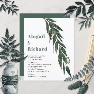 BUDGET eucalyptus, QR RSVP wedding invitation