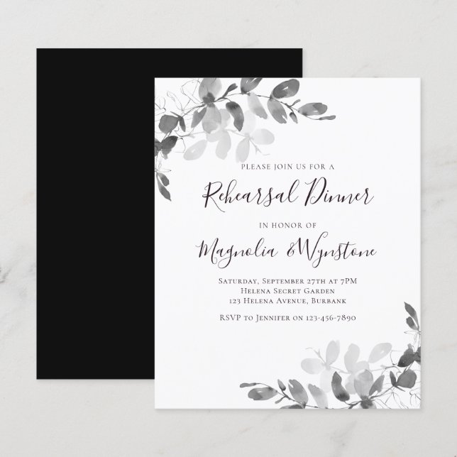 Budget Eucalyptus Rehearsal Dinner Invitation (Front/Back)