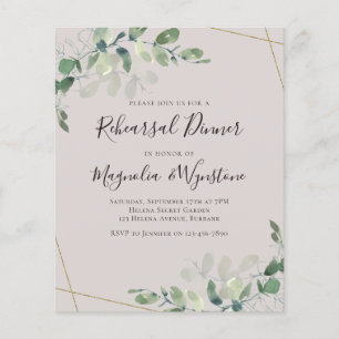 Budget Eucalyptus Rehearsal Dinner Invitation
