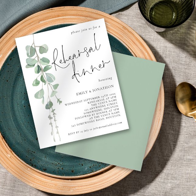 Budget Eucalyptus  Rehearsal Dinner Invitation (Creator Uploaded)
