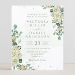Budget Eucalyptus Rose Greenery Wedding Invitation<br><div class="desc">Beautiful floral wreath wedding invitation featuring watercolor roses and eucalyptus leaves.</div>