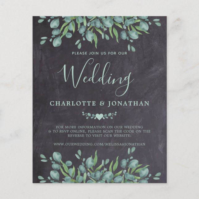Budget Eucalyptus Rustic QR Code Wedding Invite (Front)