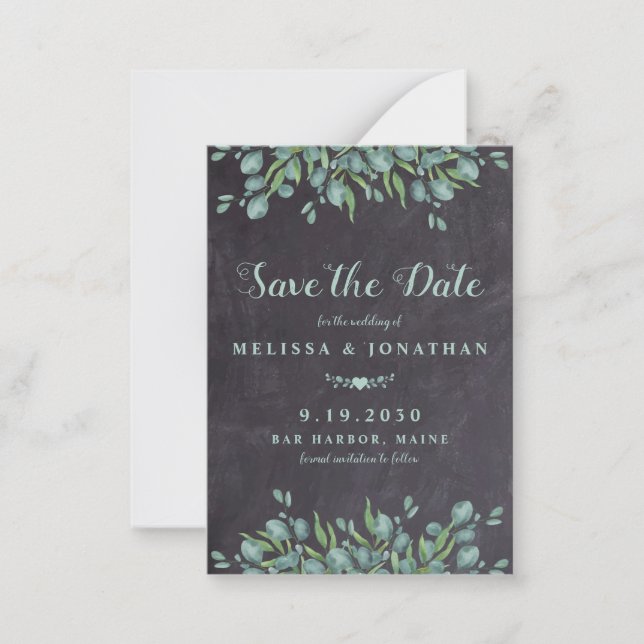 Budget Eucalyptus Rustic Save The Date Card (Front)