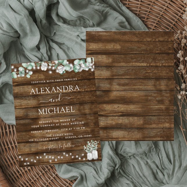 Budget Eucalyptus Rustic Wedding Invitations (Creator Uploaded)