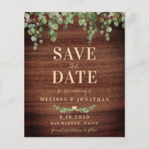 Budget Eucalyptus Rustic Wood Save The Date