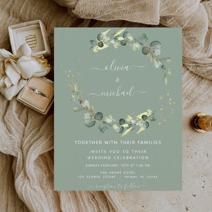 Budget Eucalyptus Sage Green Greenery Invitation