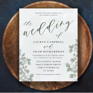 Budget Eucalyptus Sage Green Wedding Invitation