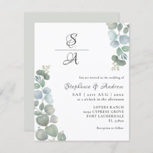 Budget Eucalyptus Sage Green Wedding Invitation