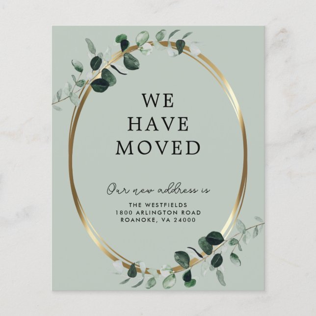 Budget Eucalyptus Sage New Address Announcement (Front)