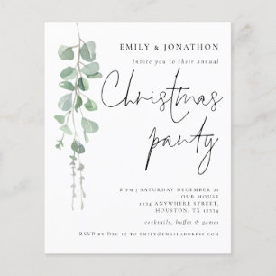 Budget Eucalyptus Script Christmas Party Invite