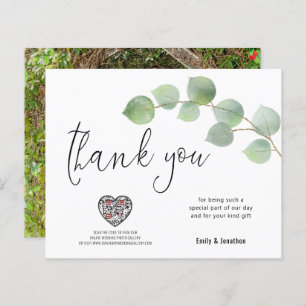 Budget Eucalyptus Script Photo QR Code Thank You