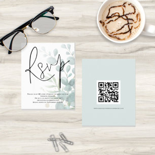 Budget Eucalyptus Script QR Code Wedding RSVP