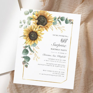 Budget Eucalyptus Sunflower Script 60th Birthday