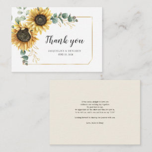 Budget Eucalyptus Sunflower Wedding Thank You Card