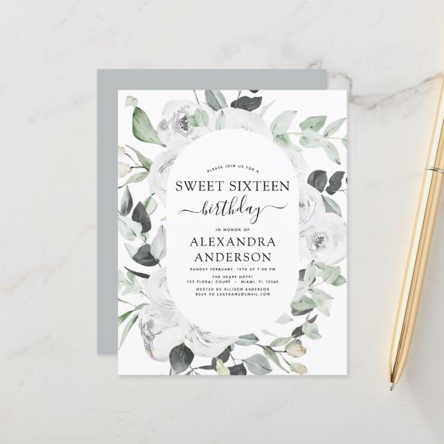 Budget Eucalyptus Sweet Sixteen Birthday (Front/Back In Situ)