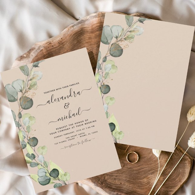 Budget Eucalyptus Terracotta Wedding Invitation Flyer (Creator Uploaded)