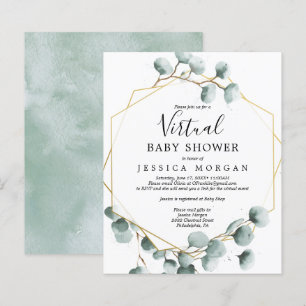 Budget Eucalyptus Virtual Baby Shower Invitation
