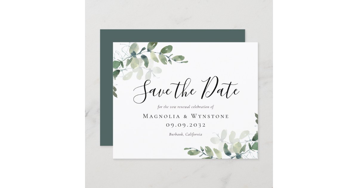 budget-eucalyptus-vow-renewal-save-the-date-zazzle