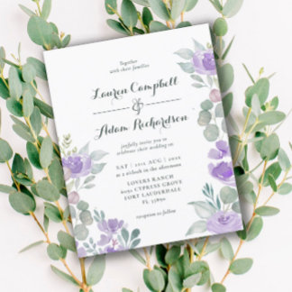 Budget Eucalyptus Watercolor Purple Wedding