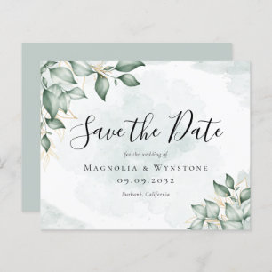 BUDGET Eucalyptus Watercolor Wedding Save The Date