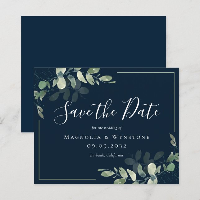 BUDGET Eucalyptus Watercolor Wedding Save The Date (Front/Back)