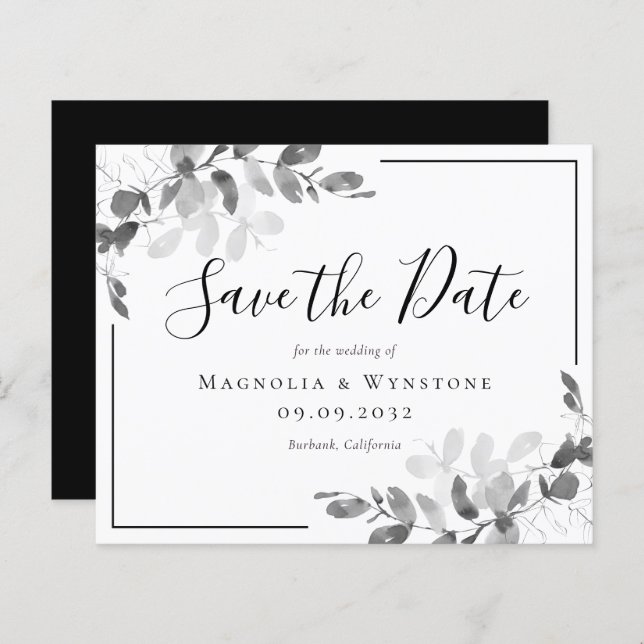 BUDGET Eucalyptus Watercolor Wedding Save The Date (Front/Back)