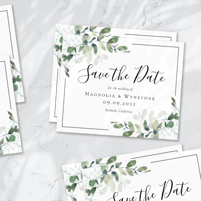 BUDGET Eucalyptus Watercolor Wedding Save The Date (Creator Uploaded)