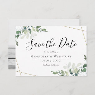 BUDGET Eucalyptus Watercolor Wedding Save The Date Card