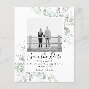 BUDGET Eucalyptus Watercolor Wedding Save The Date Flyer
