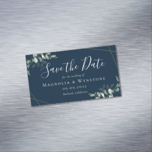 BUDGET Eucalyptus Watercolor Wedding Save The Date Magnetic Business Card