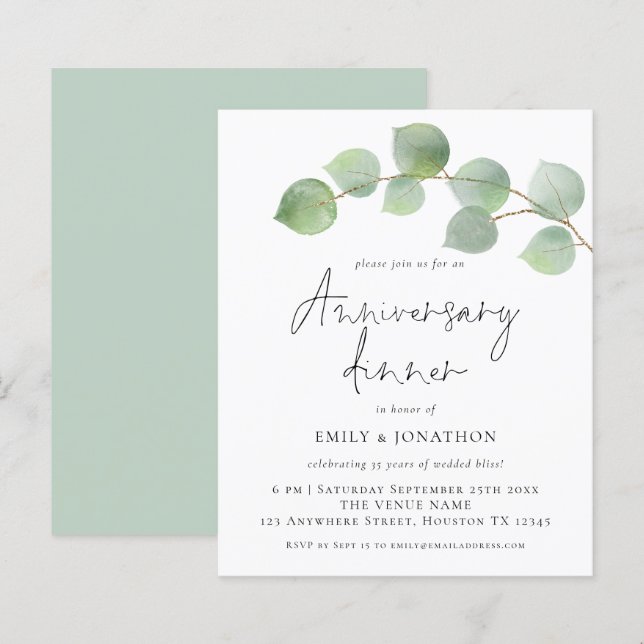 Budget Eucalyptus Wedding Anniversary Dinner (Front/Back)