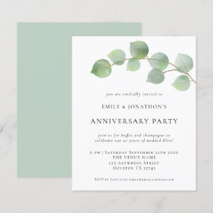 Budget Eucalyptus Wedding Anniversary Party Invite
