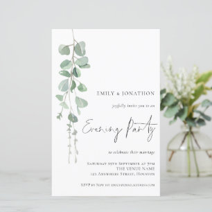 Budget Eucalyptus Wedding Evening Party Invitation