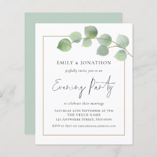 BUDGET Eucalyptus Wedding Evening Party Invite