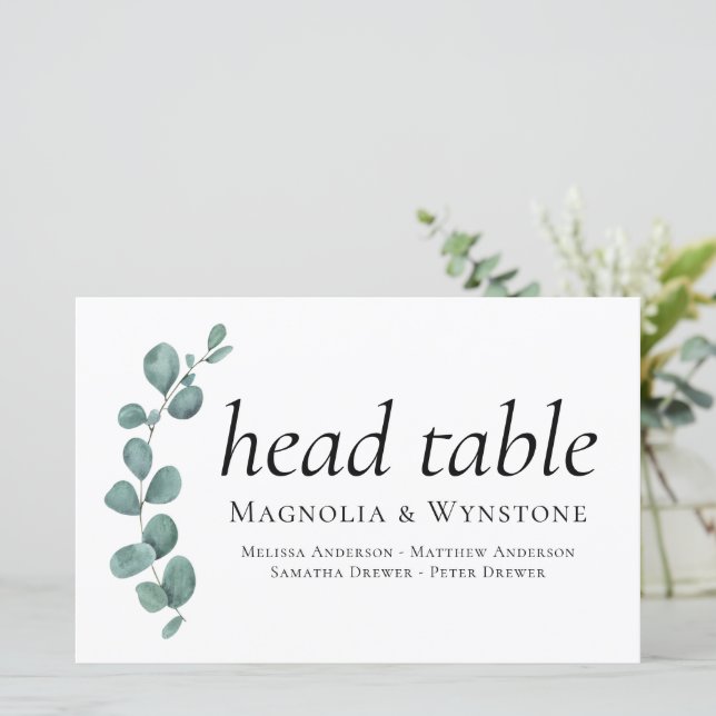 BUDGET Eucalyptus Wedding Head Table Sign (Standing Front)