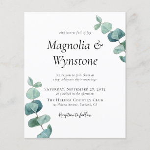 Budget Eucalyptus Wedding Invitation