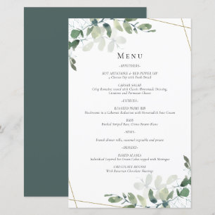 BUDGET Eucalyptus Wedding Menu
