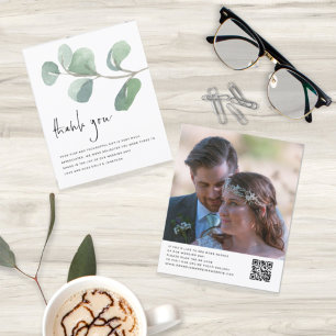Budget Eucalyptus Wedding Photo QR Code Thank You
