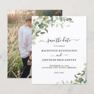 Budget Eucalyptus Wedding Photo Save the Date