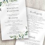 BUDGET Eucalyptus Wedding Program<br><div class="desc">Thank your guests for joining you on your wedding day with this eucalyptus design. This card forms part of a wedding suite with co-ordinating items available. **PLEASE READ BEFORE PURCHASING** 1. Budget stationery measures 5.5"x8.5" 2. Each sheet is one item - no cutting is required. 3. The cardstock is bright...</div>