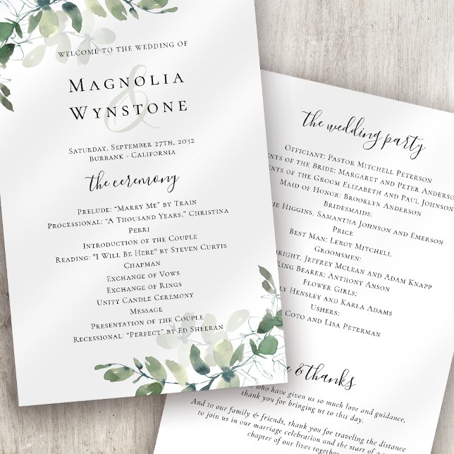 BUDGET Eucalyptus Wedding Program (Creator Uploaded)