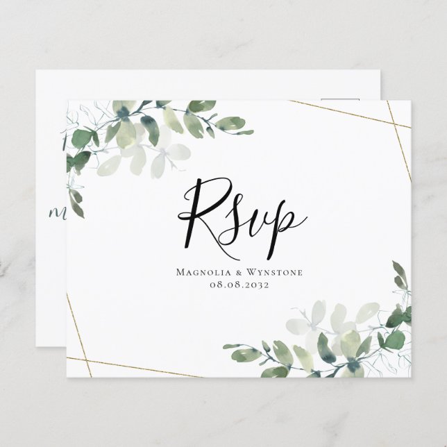 Budget Eucalyptus Wedding RSVP Postcard (Front/Back)
