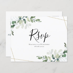 Budget Eucalyptus Wedding RSVP Postcard