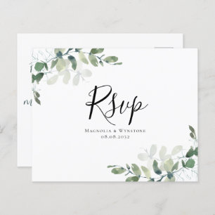 Budget Eucalyptus Wedding RSVP Postcard