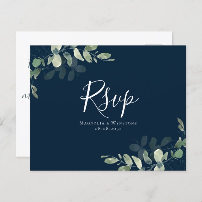 Budget Eucalyptus Wedding RSVP Postcard (Front/Back)