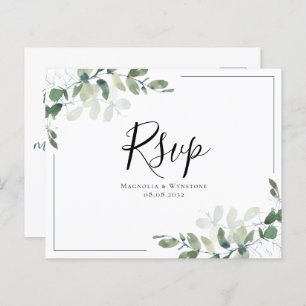 Budget Eucalyptus Wedding RSVP Postcard