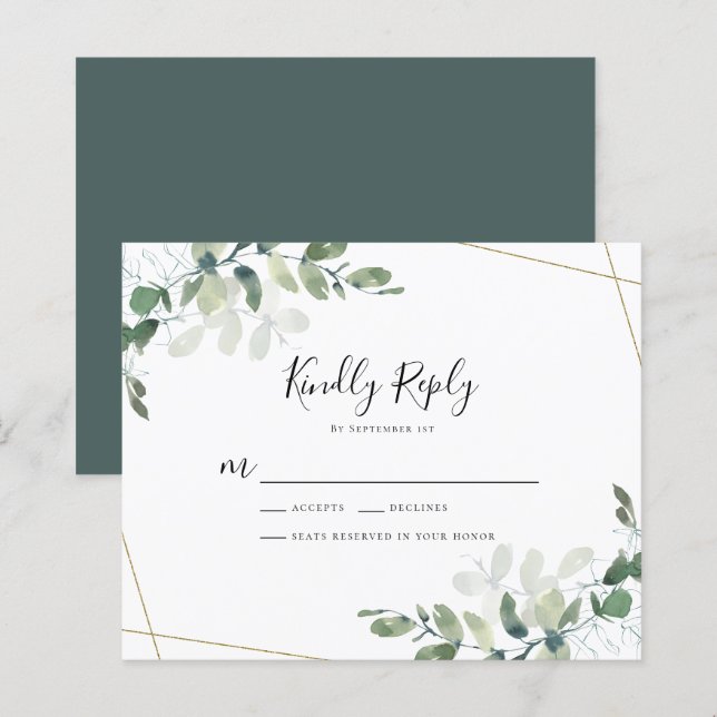 Budget Eucalyptus Wedding RSVP Response Card (Front/Back)