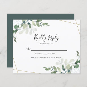 Budget Eucalyptus Wedding RSVP Response Card
