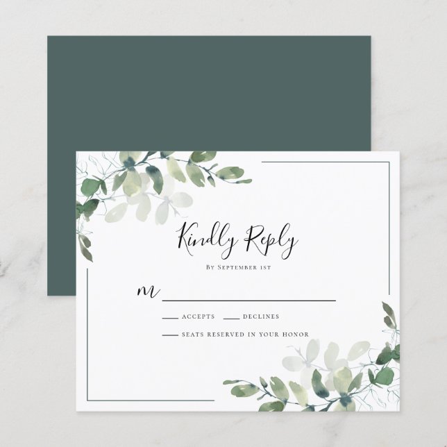 Budget Eucalyptus Wedding RSVP Response Card (Front/Back)